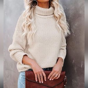 ZESICA Women's Long Sleeve Turtleneck Casual Loose Knitted Pullover Sweater